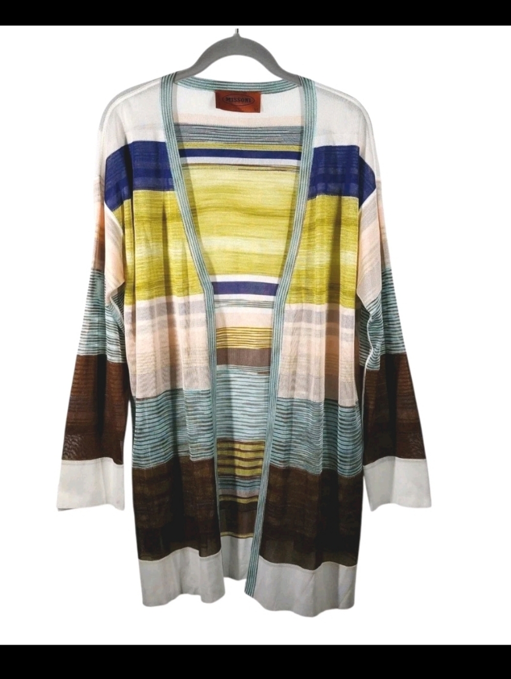 Missoni Orange Label Striped Cardigan   Open Front Lightweight Size Large (44)